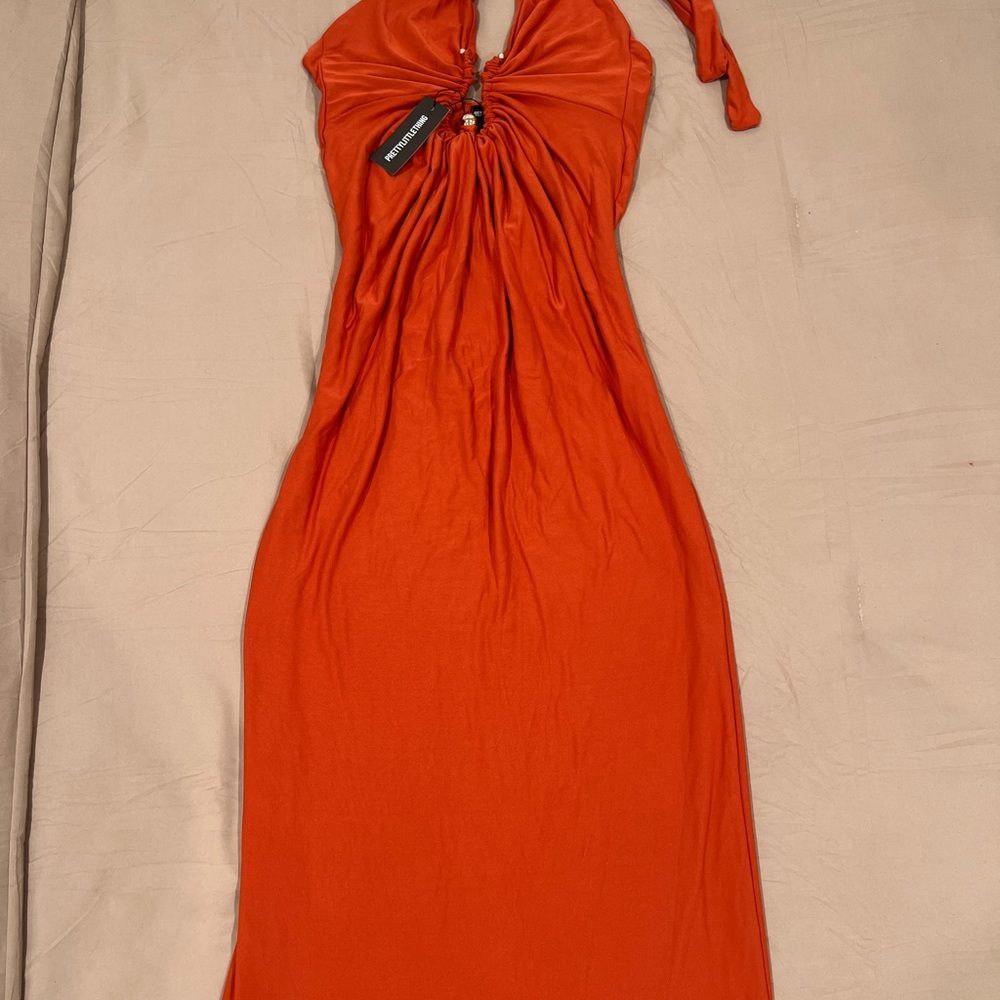 PrettyLittleThing Vibrant Orange Backless Dress